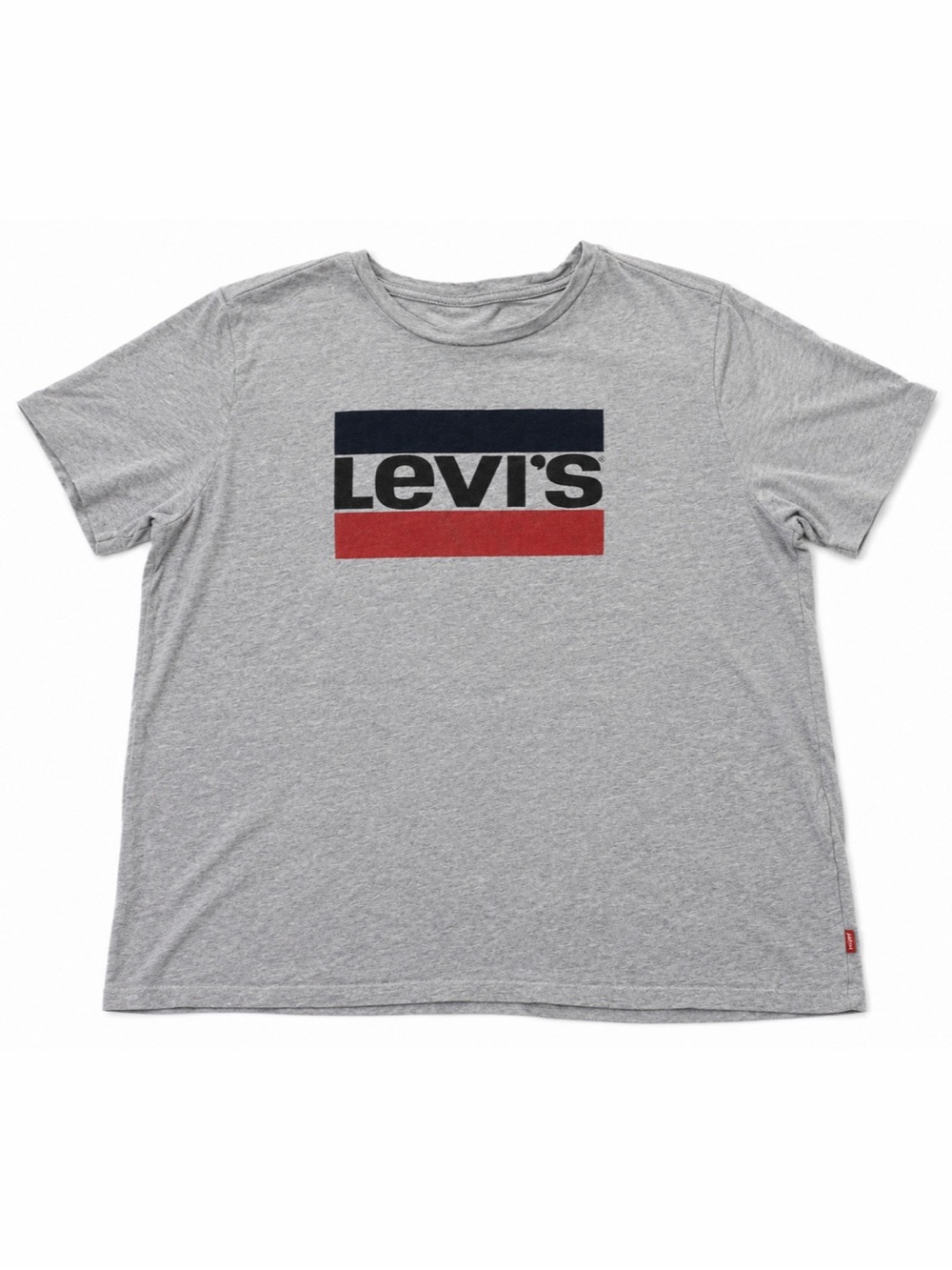 Levi's Gray Tee with Navy and Red Logo Bars